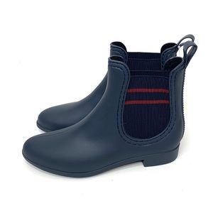 Henry Ferrera Rubber Boots Stripe Ankle Navy 8 New
